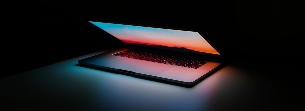 Laptop workspace in natural light